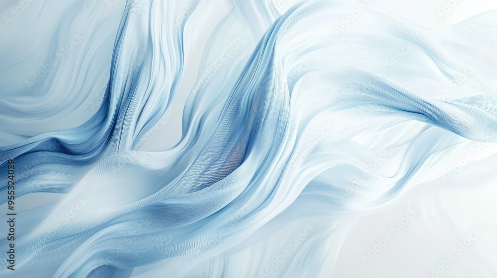 Fluid white and blue lines in motion, forming an abstract pattern on a light background, with a sense of flow and movement Fluid white and blue lines in motion, forming an abstract pattern on a light background, with a sense of flow and movement