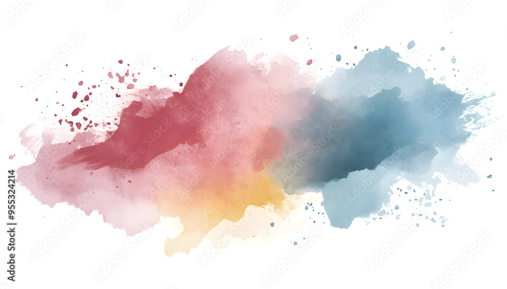 Obraz premium Soft watercolor splashes or strokes in muted tones, offering an artistic yet understated look