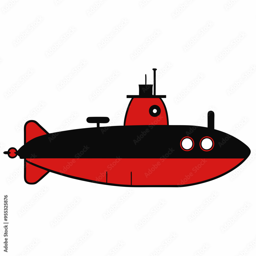 Submarine Vector Art on White Background