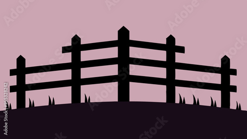 A silhouette of a ranch fence vector art illustration photo