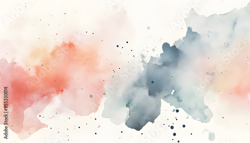 Soft watercolor splashes or strokes in muted tones, offering an artistic yet understated look