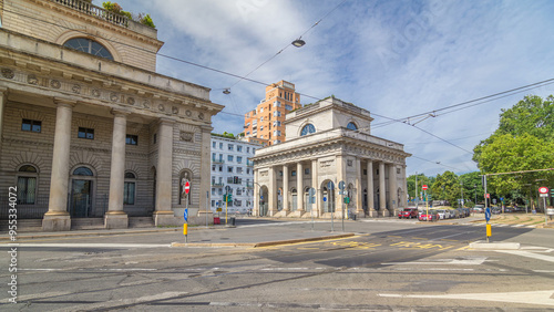 Fototapeta Naklejka Na Ścianę i Meble -  A street view of beautiful historic landmark - Porta Venezia timelapse hyperlapse
