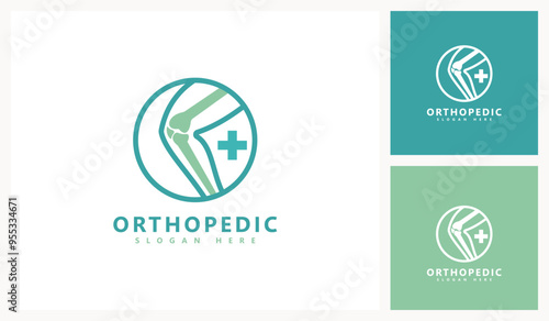 Orthopedic Medical Logo Design with Bone and Cross Symbol