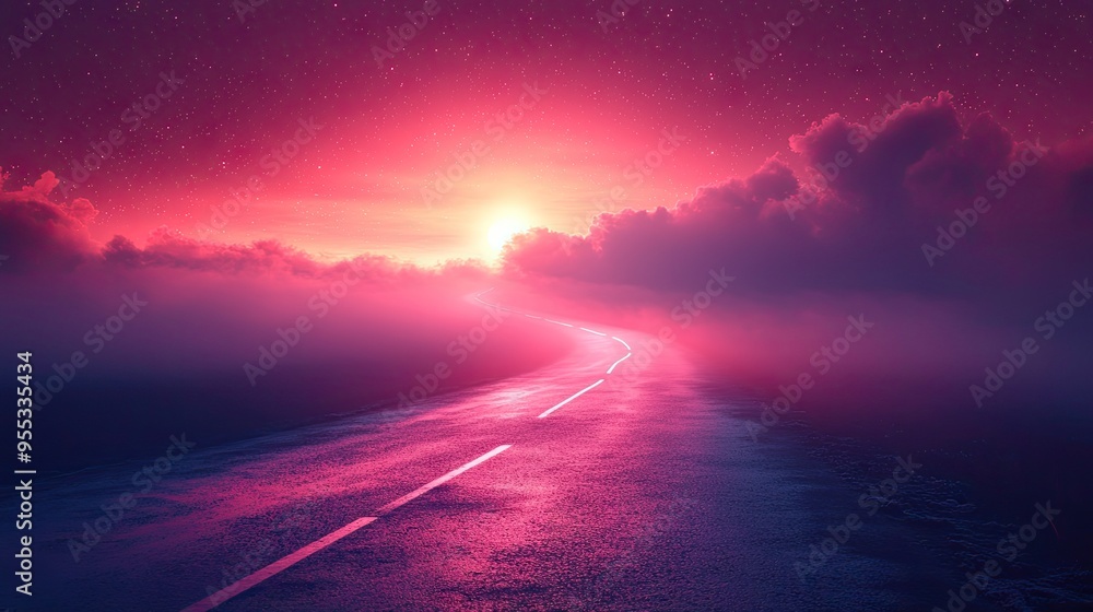 Dark background with lines and spotlights, neon light, and night view. Abstract pink background. Dark background with lines and spotlights, neon light, and night view. Abstract pink background.