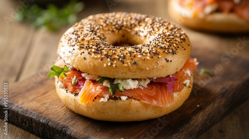 Smoked salmon bagel w/ cheese