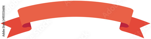 カーブのついたシンプルなリボンの単品イラスト2（赤）