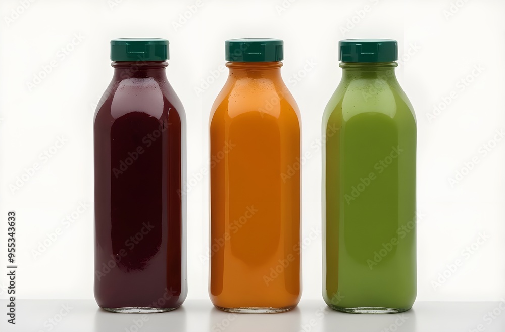 Fresh fruit juice in small clear plastic bottle.Cube shaped bottles. Blank front area for branding labels. Orange juice, carrot juice and beetroot or pomegranate juice. Isolated on white background.
Fresh fruit juice in small clear plastic bottle.Cube shaped bottles. Blank front area for branding labels. Orange juice, carrot juice and beetroot or pomegranate juice. Isolated on white background.