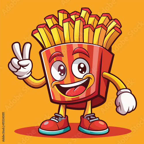 happy cartoon Junk food retro cartoon style illustration vintage character vector art collection