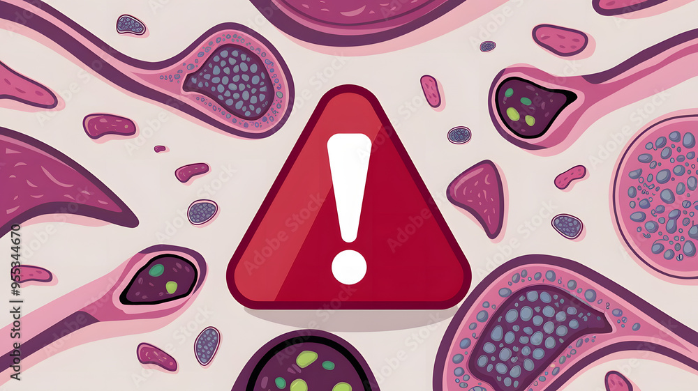 Red Alert Symbol Against Healthy Cells: Emphasizing Awareness and ...