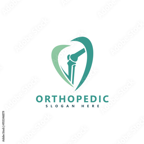 Orthopedic Logo Design with Knee Joint Symbol - Medical and Healthcare Icon
