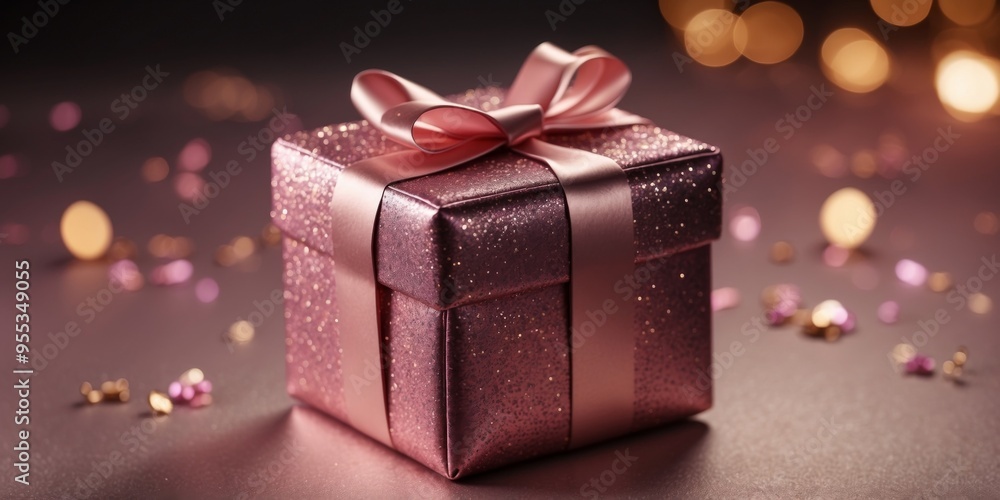 Background of a celebration of affection with a glittering pink box. Background of a celebration of affection with a glittering pink box.