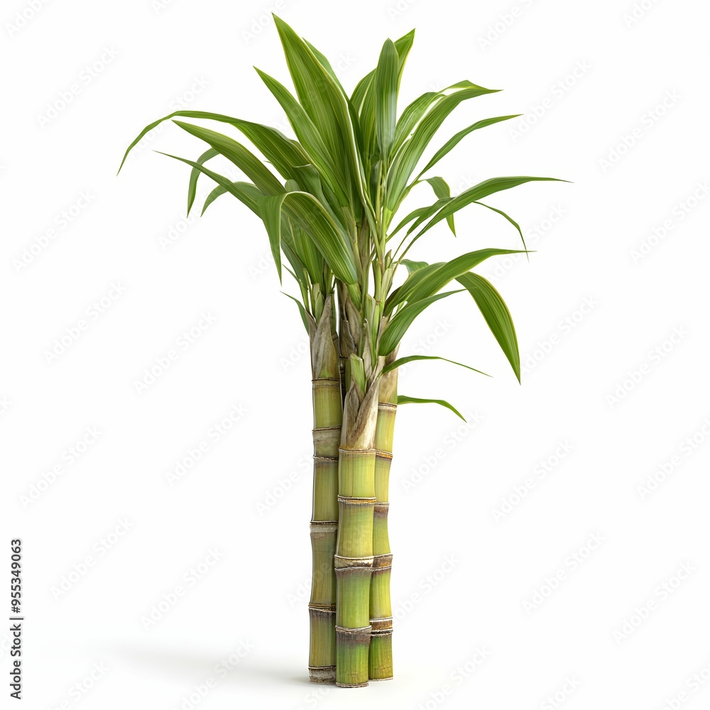 Obraz premium A tall green bamboo plant with a brown stem
