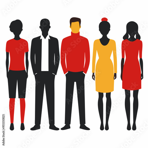 People Silhouettes, Illustration of People Silhouettes, Group of Business People