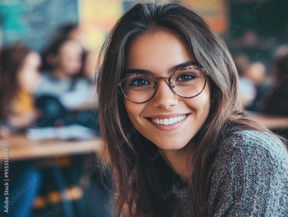 Smiling Woman in Classroom Smiling Woman in Classroom