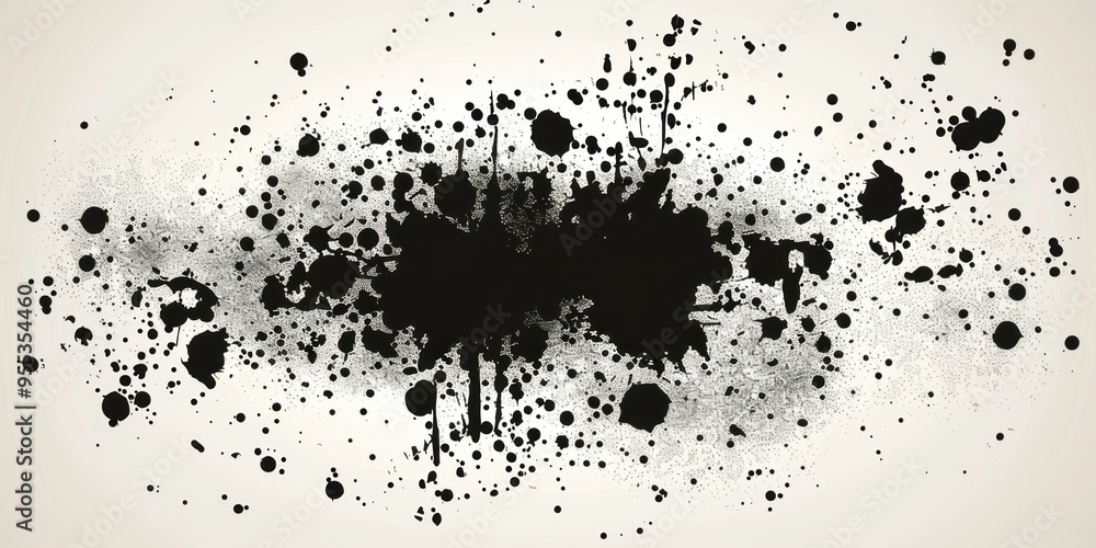 Minimalistic white grunge graphic featuring black ink splatters on a light background Minimalistic white grunge graphic featuring black ink splatters on a light background
