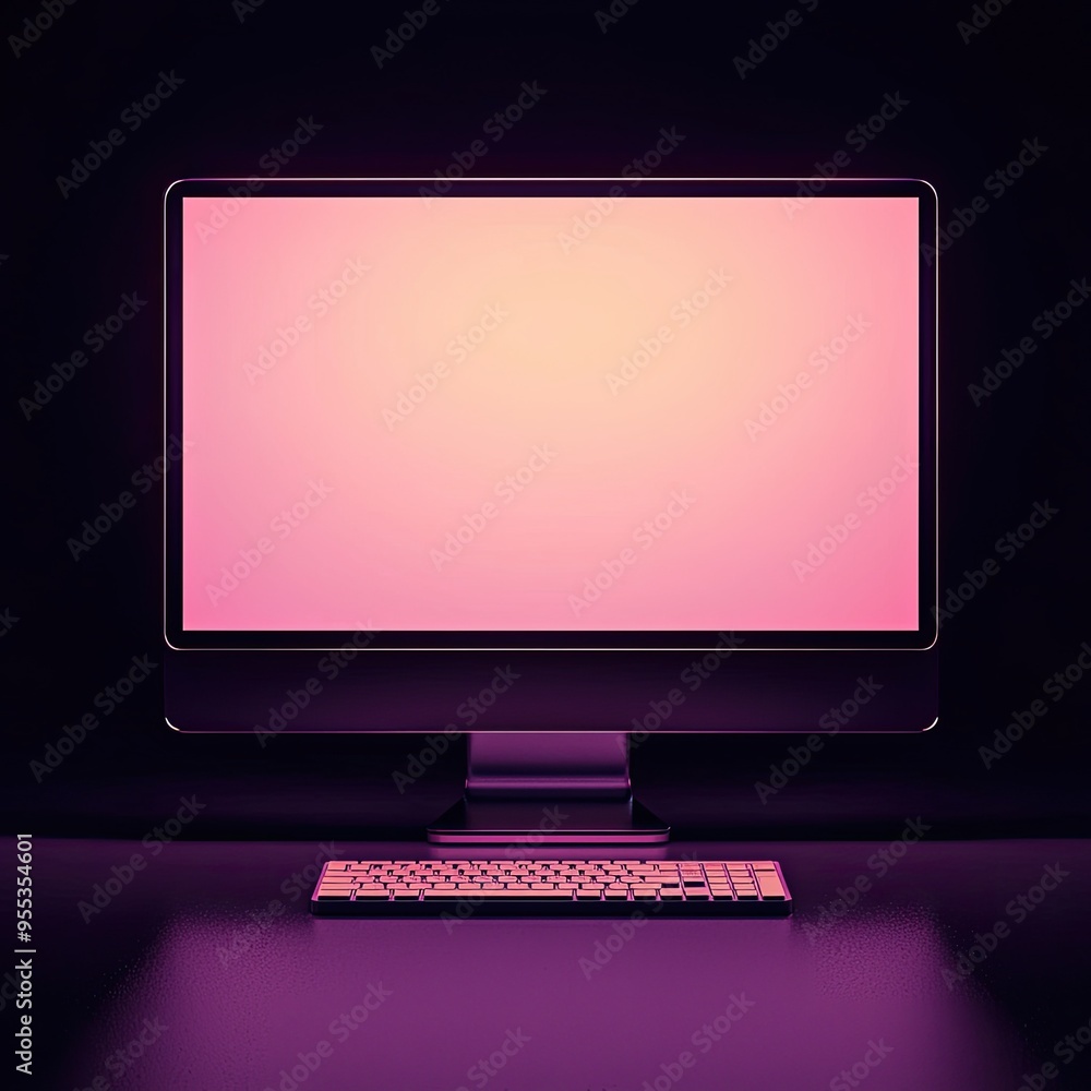 A modern computer screen displaying a vibrant pink background in a stylish, minimalistic setting suitable for tech projects. A modern computer screen displaying a vibrant pink background in a stylish, minimalistic setting suitable for tech projects.