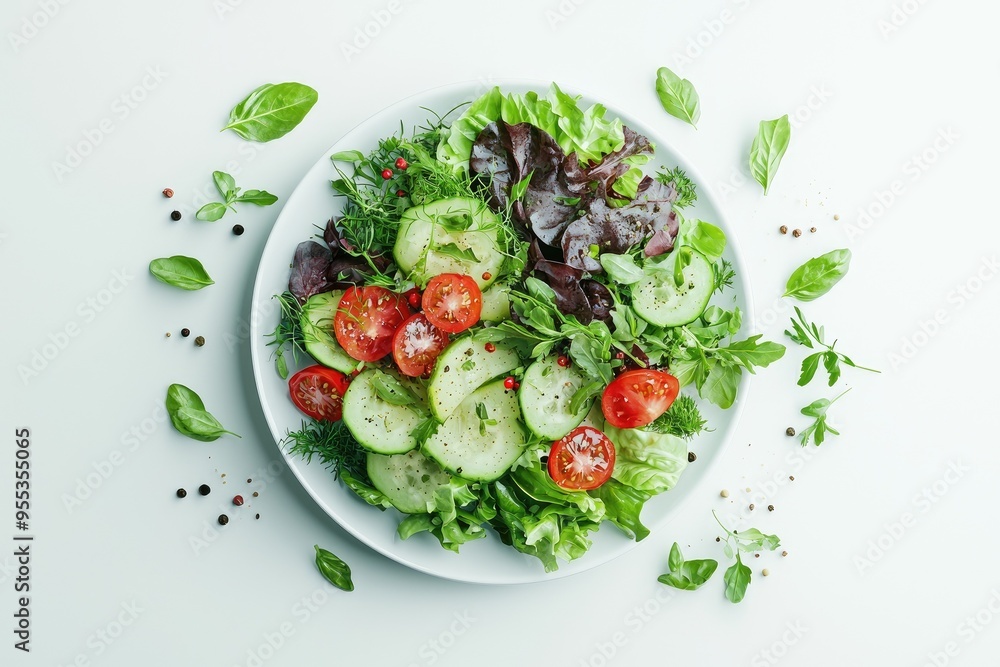 Vibrant green salad with fresh cucumbers, tomatoes, and leafy greens, perfect for a healthy meal or recipe inspiration. Vibrant green salad with fresh cucumbers, tomatoes, and leafy greens, perfect for a healthy meal or recipe inspiration.