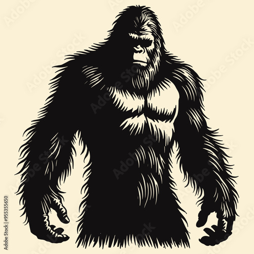  A black silhouette of Bigfoot