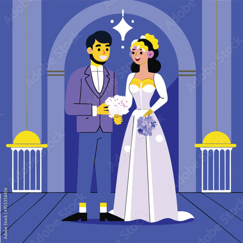weeding vector design groom and bride 