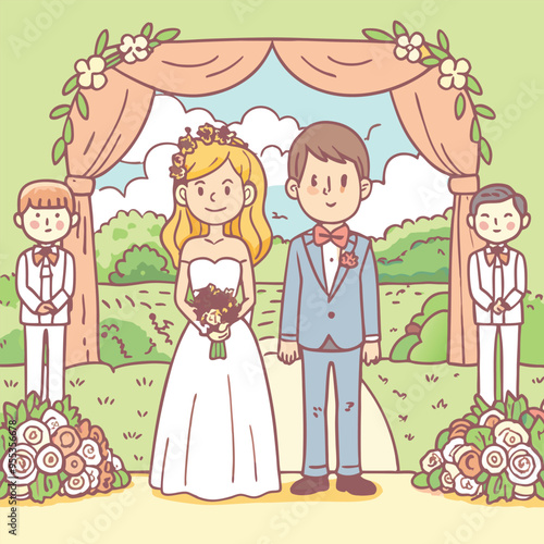 weeding vector design groom and bride 