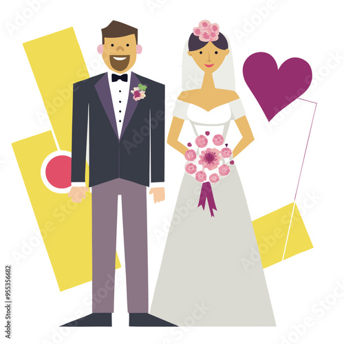 weeding vector design groom and bride 