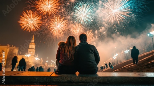 Mesmerizing Fireworks Display over the City Skyline