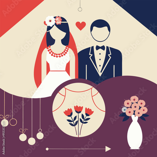 weeding vector design groom and bride 