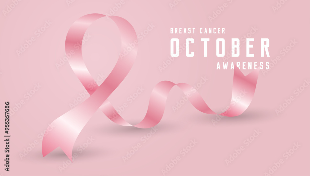 Breast Cancer Awareness banner concept design with gradient ribbons, on pink Background, backdrop, and A pink Heart ribbon with text Breast ancer awareness Breast Cancer Awareness banner concept design with gradient ribbons, on pink Background, backdrop, and A pink Heart ribbon with text Breast ancer awareness