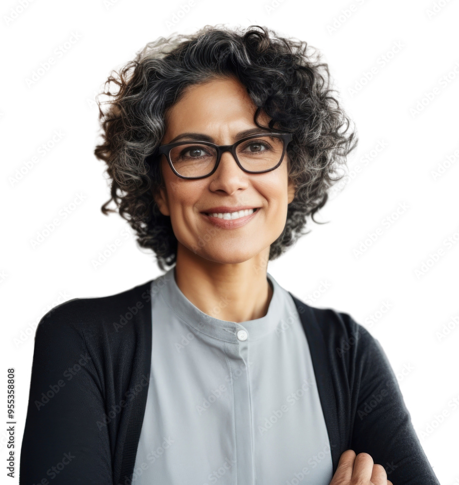 Obraz premium PNG South asian businesswoman glasses adult smile.