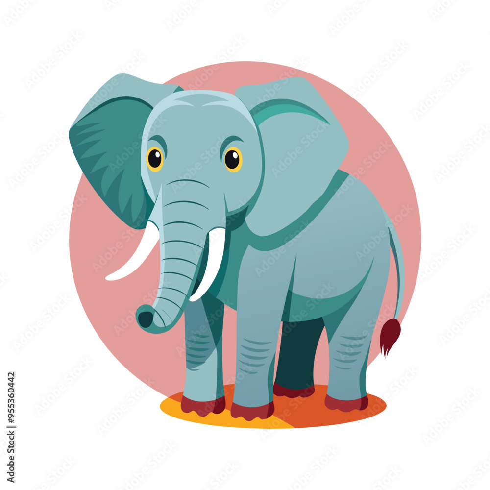 Fototapeta premium Cute elephant color vector illustration design