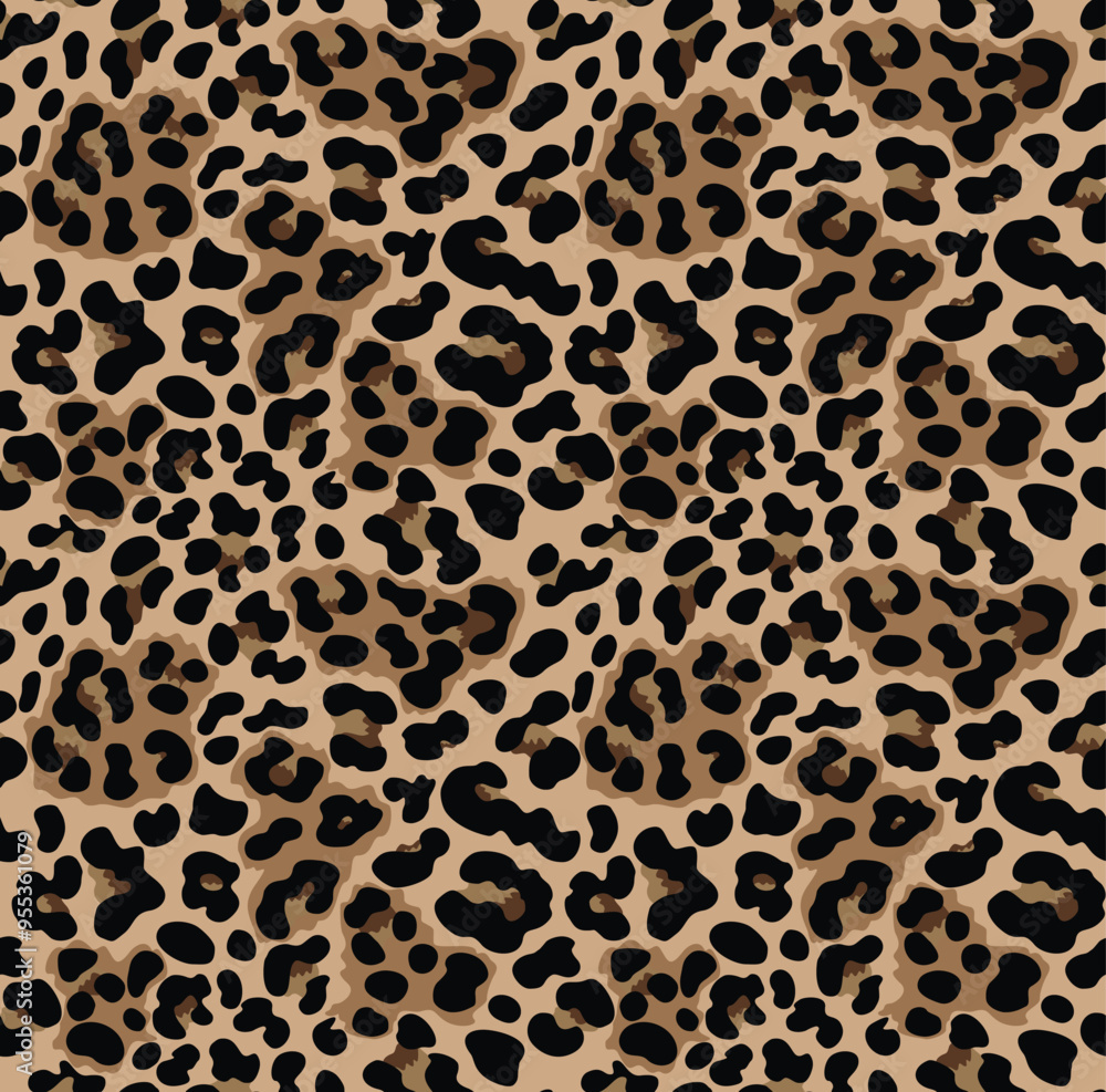 Leopard print seamless pattern, modern trendy design with spots, wild cat background
Leopard print seamless pattern, modern trendy design with spots, wild cat background