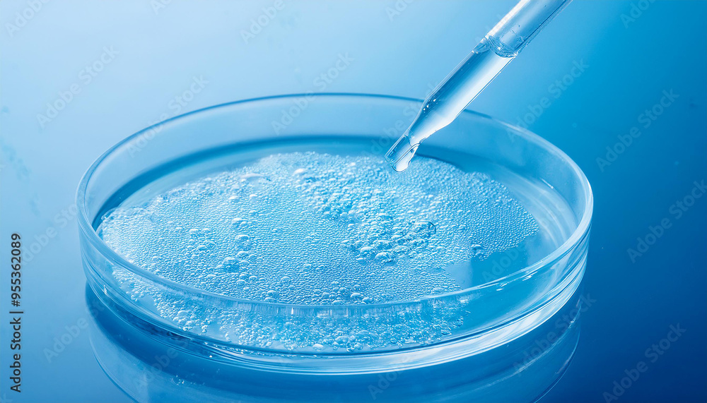Glass petri dish and pipette with chemical liquid. Medical glassware. Pharmacy industry. Glass petri dish and pipette with chemical liquid. Medical glassware. Pharmacy industry.