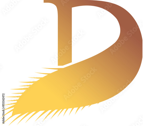 D Letter Logo. Couffeur, Hair and Beauty. Golden.
