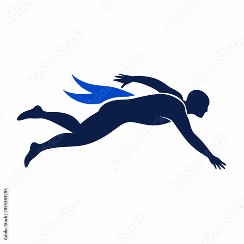 Swimming Silhouette Vector on White Background 