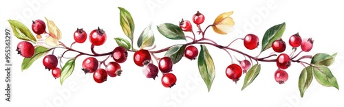Wallpaper Mural Watercolor illustration of red berries including cowberries and huckleberries Torontodigital.ca