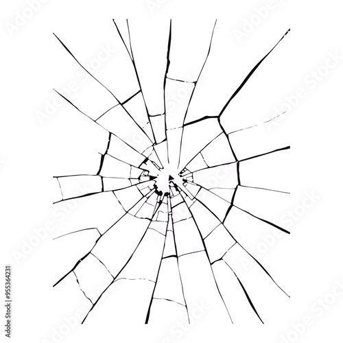 Texture like shattered glass on the surface. Draw the appearance of broken or smashed glass. Isolated vector drawing on a white background 

