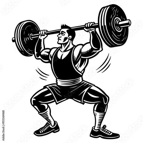 Weightlifting Silhouette Vector,  bodybuilder with dumbbell