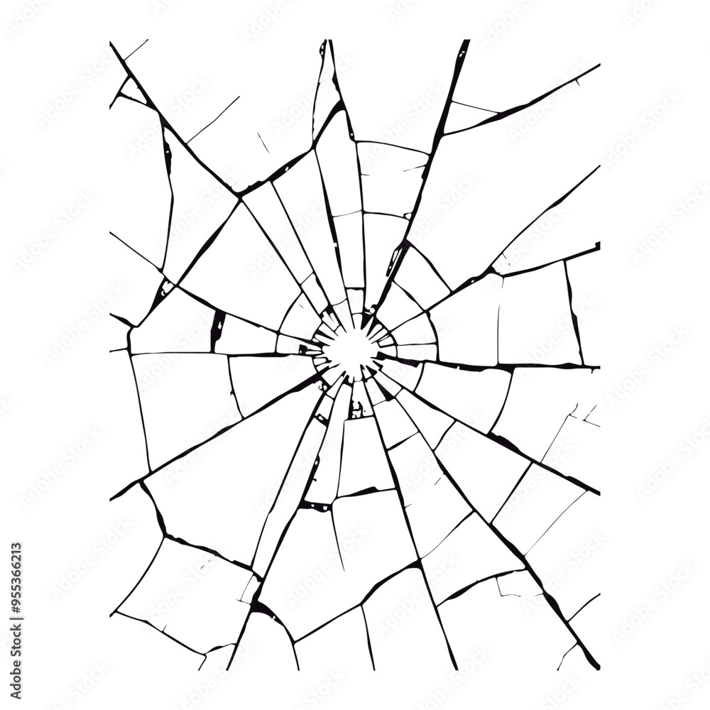 Obraz premium Texture like shattered glass on the surface. Draw the appearance of broken or smashed glass. Isolated vector drawing on a white background 