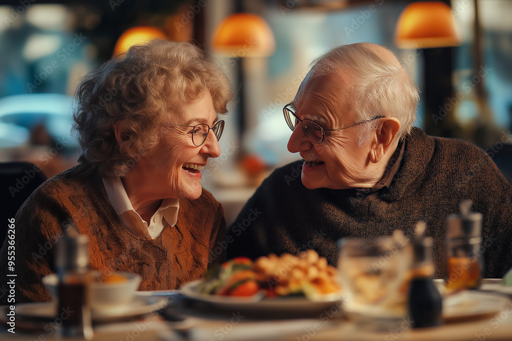 Elderly friends laughing and enjoying lunch in a nursing home. Happy old age. Concept for Grandparents' Day. Elderly friends laughing and enjoying lunch in a nursing home. Happy old age. Concept for Grandparents' Day.