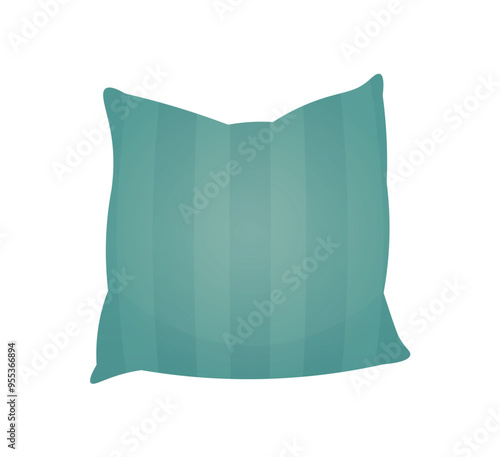 A green pillow with a striped pattern displayed on a white background flat vector illustration ideal for home decor and interior design purposes to complement various styles