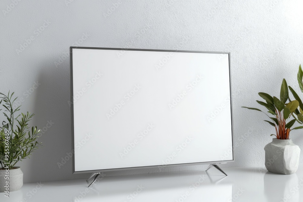 TV screen mockup on isolated background created with Generative AI TV screen mockup on isolated background created with Generative AI