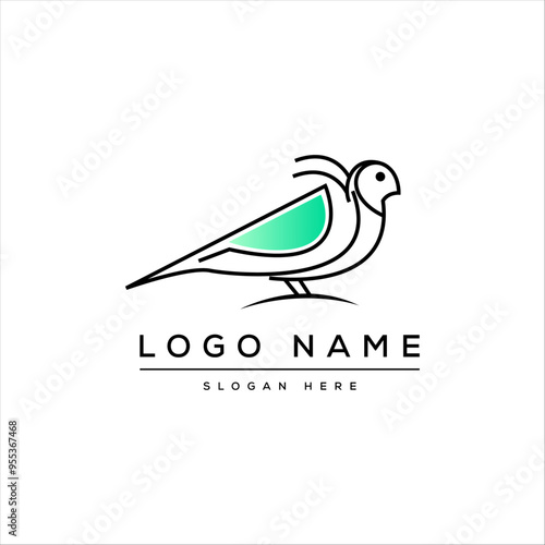 simple line art bird logo design