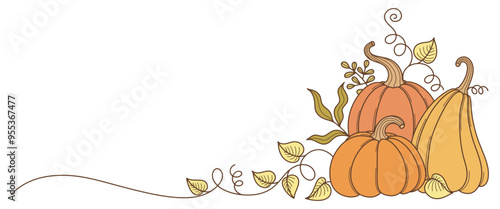 pumpkin with leaves vector illustration