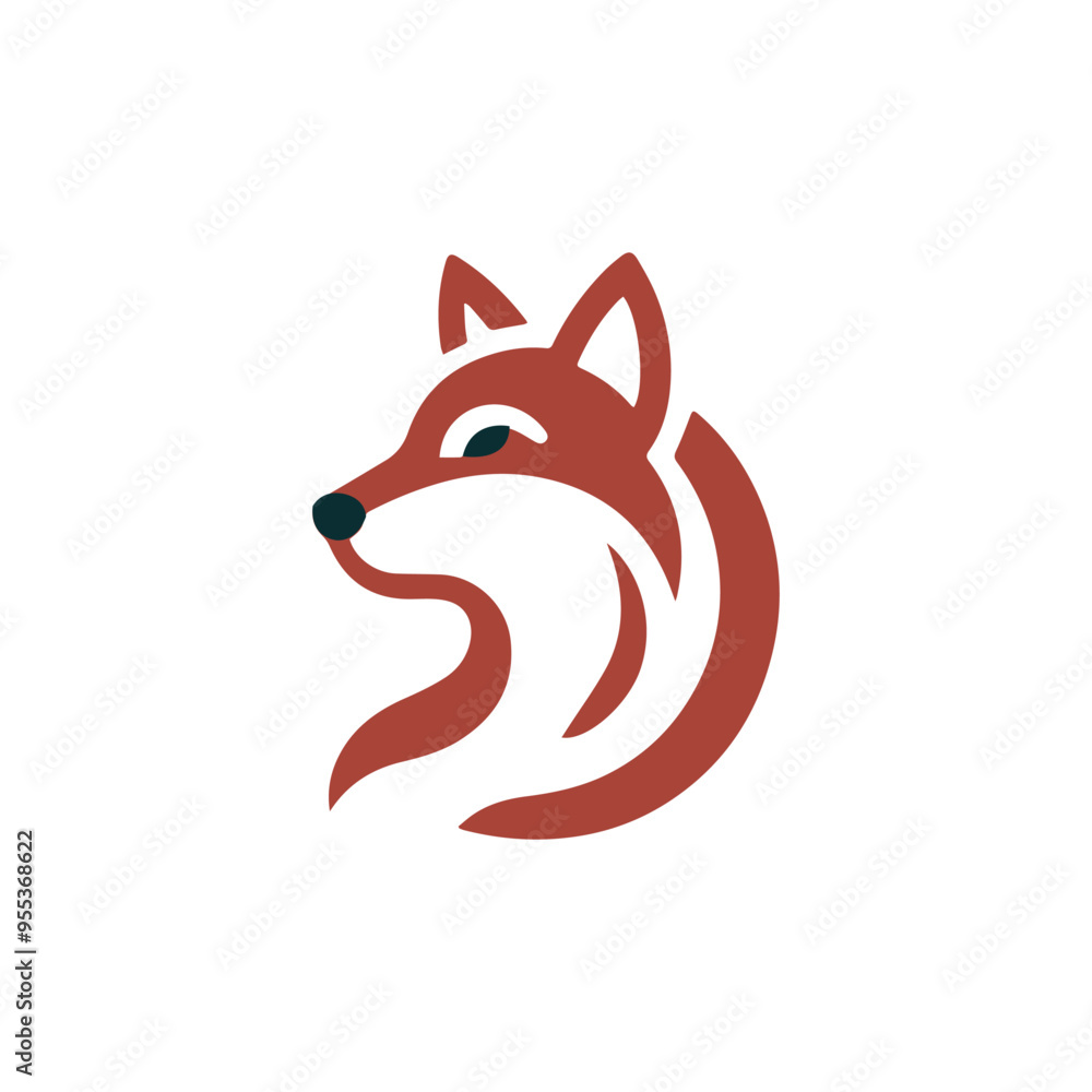 Obraz premium Modern Minimalist Wolf Logo Design minimalist creative fox Animal Modern Simple Design Concept logo. colorfull creative fox head mascot Fox Vector Simple Face Fox wolf logo design