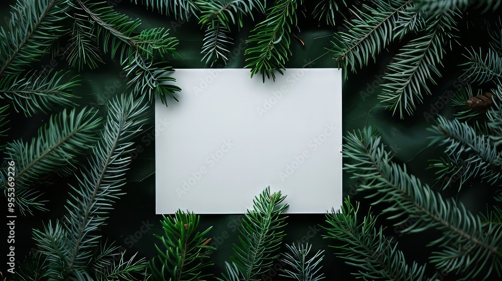 Christmas card with fir branches and decorations Christmas card with fir branches and decorations