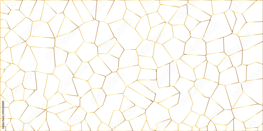 Golden gradient lines stroke abstract white crystalized broken glass background. Voronoi diagram background. abstract desktop texture design digital art wallpaper, vector illustration. Golden gradient lines stroke abstract white crystalized broken glass background. Voronoi diagram background. abstract desktop texture design digital art wallpaper, vector illustration.