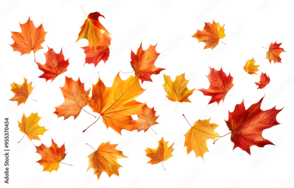 Obraz premium PNG Autumn leaves falling maple plant.