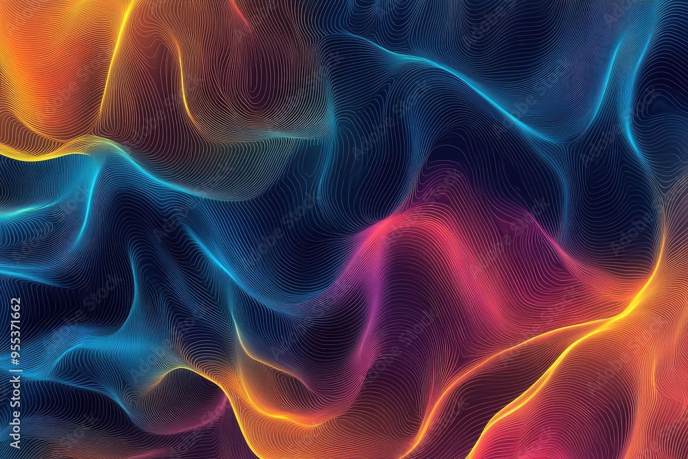 Line art illustration featuring a computer generated wavy abstract background Line art illustration featuring a computer generated wavy abstract background