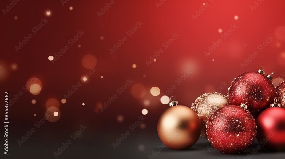 Beautiful red and gold christmas balls background with copy space Beautiful red and gold christmas balls background with copy space