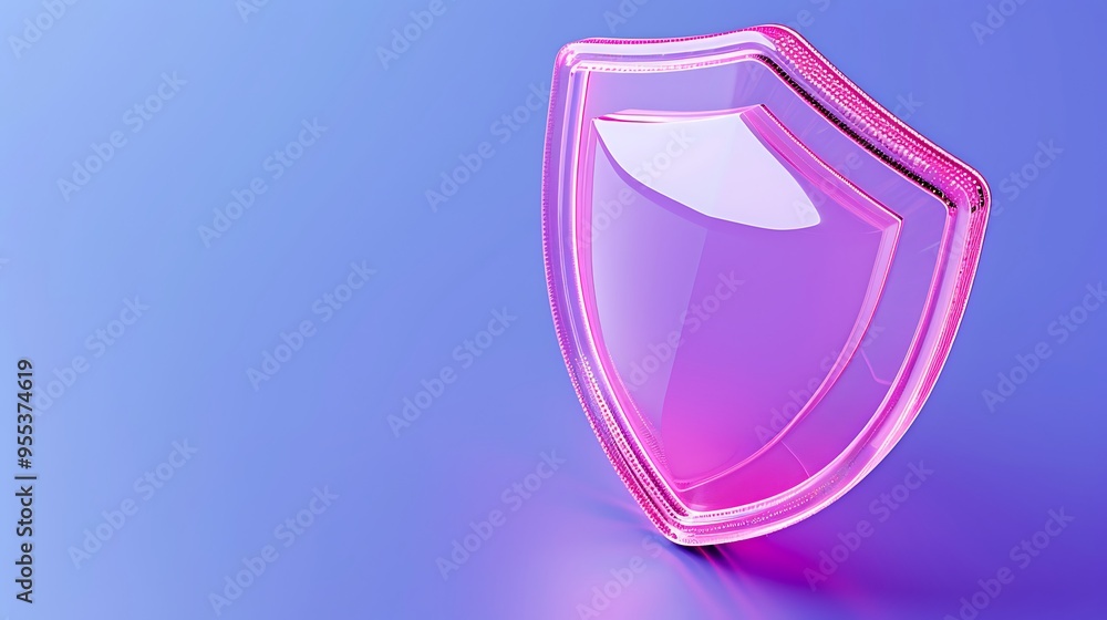 A shiny, pink translucent shield on a gradient blue background, symbolizing security, protection, and safety in a modern, digital context. A shiny, pink translucent shield on a gradient blue background, symbolizing security, protection, and safety in a modern, digital context.